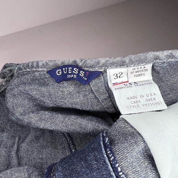 Vintage Y2K GUESS Jeans Shorts Keyhole Tie On Back Made in USA Size 32 - Picture 6 of 6